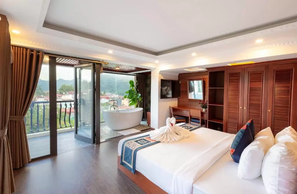 Green Villa Sapa có bồn tắm và view núi tuyệt đẹp