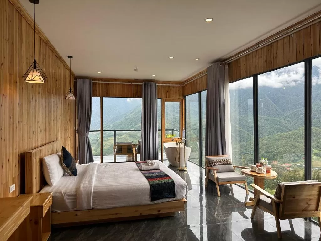 Lá Đỏ 2 Homestay & Coffee Sapa có bồn tắm và view núi tuyệt đẹp