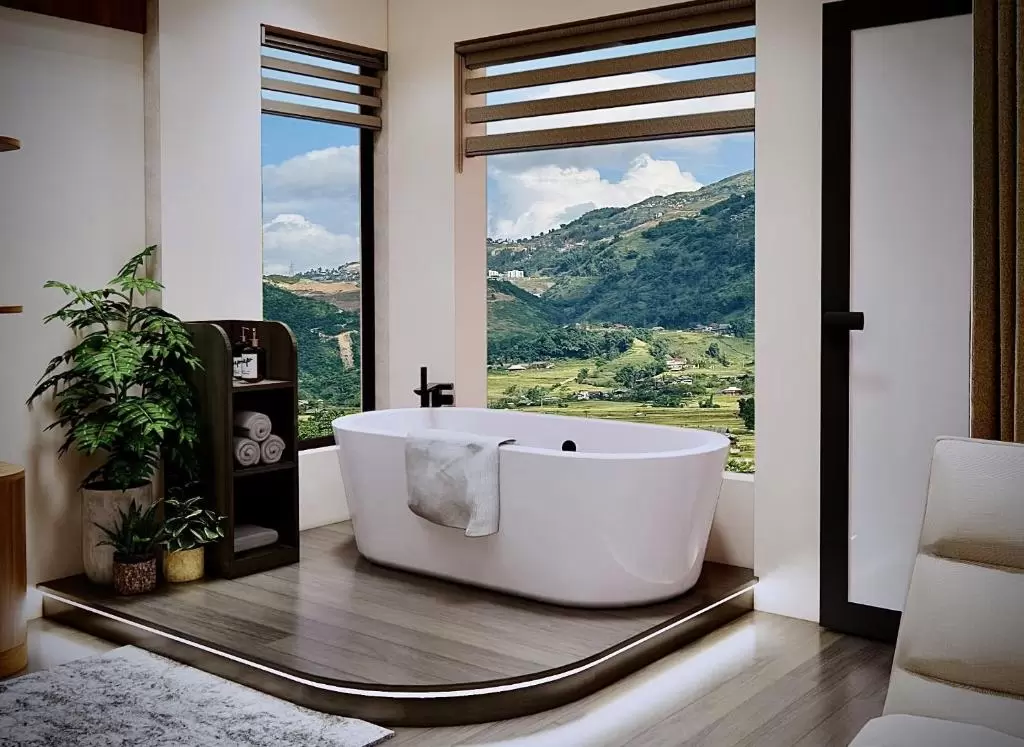 Phòng nghỉ có bồn tắm En Hotel Sapa